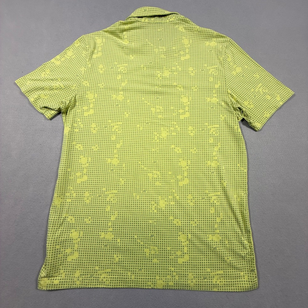 Adidas Golf Polo Shirt Mens Large Lime Green Yellow Grid Print Short Sleeve - Picture 4 of 9